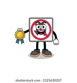 no U girar la imagen de caricatura de caricatura con satisfacción medalla garantizada , diseño de personaje