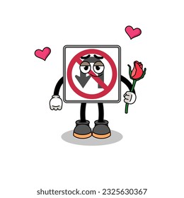 no da la vuelta a la mascota de las señales de tránsito enamorándose, diseño de carácter