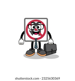 no U turn road sign mascot as a businessman , character design