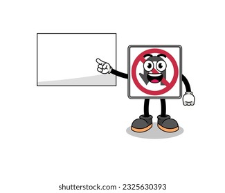 no U turn road sign illustration doing a presentation , character design