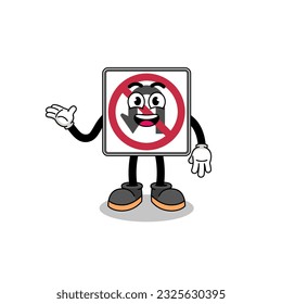 no U turn road sign cartoon with welcome pose , character design