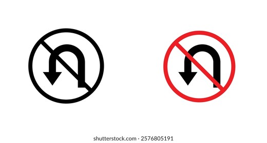 No u turn road sign vector pack for web designs