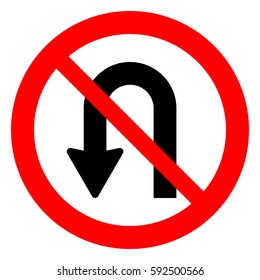 No U turn road sign, vector illustration.