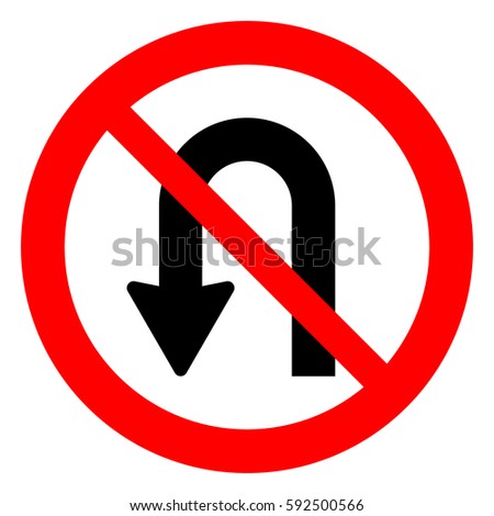 No U turn road sign, vector illustration.