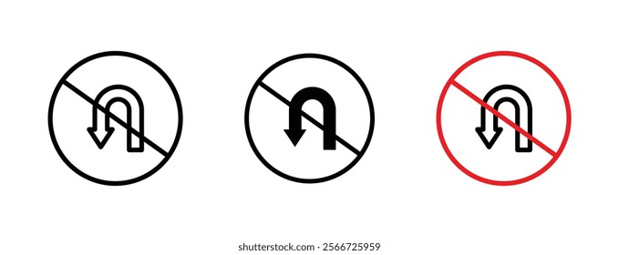 No u turn road signs vector collection pack