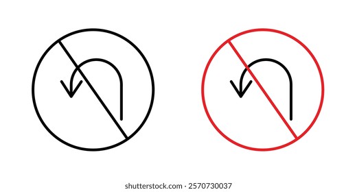 No u turn road signs vectors on white background.