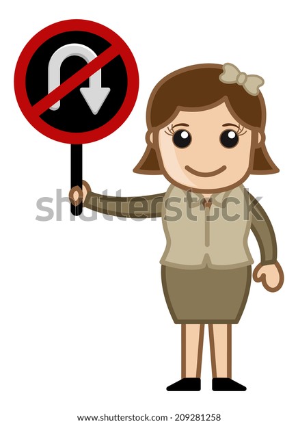 No U Turn Sign Board Cartoon 스톡 벡터(로열티 프리) 209281258 | Shutterstock