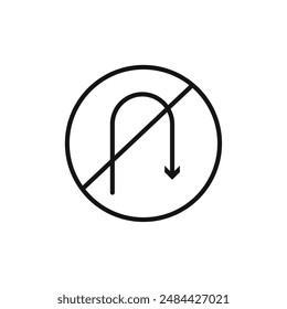 No U turn sign icon vector set collection for web