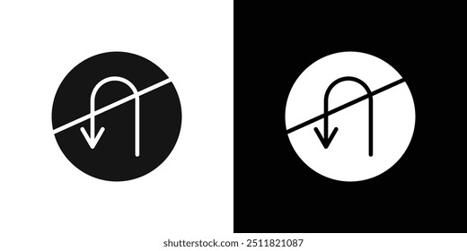 No U turn sign icon Flat fill set collection