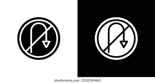No hay logotipo lineal de icono de signo de giro en U aislado