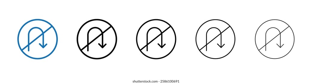 No U turn sign icon Outline vector logo for web ui