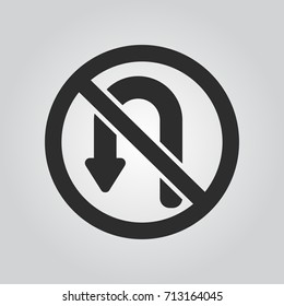 No U Turn Sign Icon