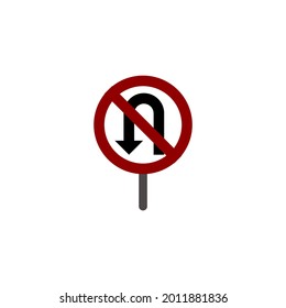 Ningún símbolo U Turn aislado en el fondo blanco