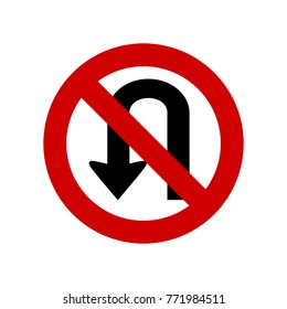 No U turn sign vector isolated
