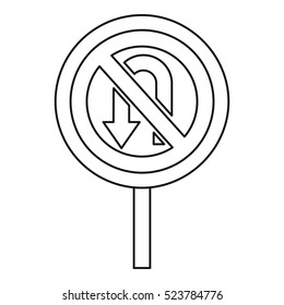 No U turn traffic sign icon. Outline illustration of no U turn traffic sign vector icon for web