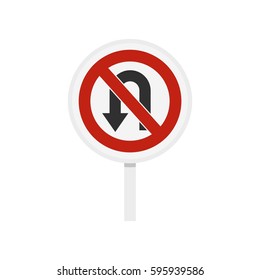 No U turn traffic sign icon in flat style isolated on white background vector illustration