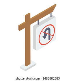 No u turn vector isometric design 
