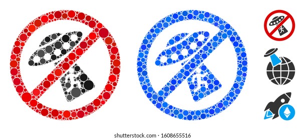 No UFO abduction composition of filled circles in different sizes and color tones, based on no UFO abduction icon. Vector filled circles are united into blue composition.
