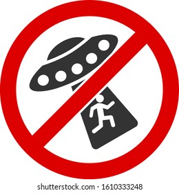 No UFO abduction vector icon. Flat No UFO abduction pictogram is isolated on a white background.