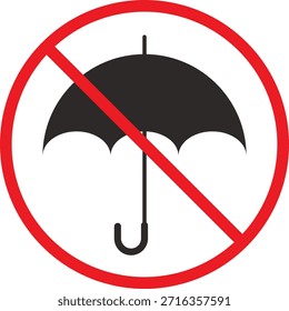 nenhum ícone de guarda-chuva definido. Símbolos de proibição de proteção contra chuva. Projeto gráfico proibido pela Umbrella. Sinalização de entrada e segurança restritas.