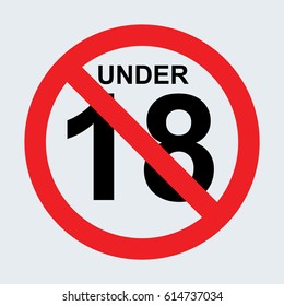 No under 18 sign gray