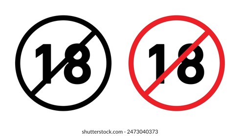 No Under Eighteen Allowed Sign Age Restriction Icon for Designated Areas