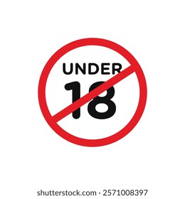 No under eighteen sign flat line symbol set.