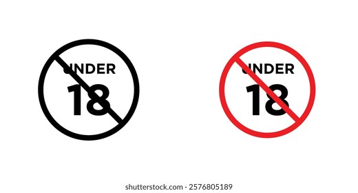 No under eighteen sign vector pack for web designs