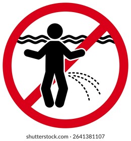 No Urinating in Water Sign. Do Not Pee in Water Symbol