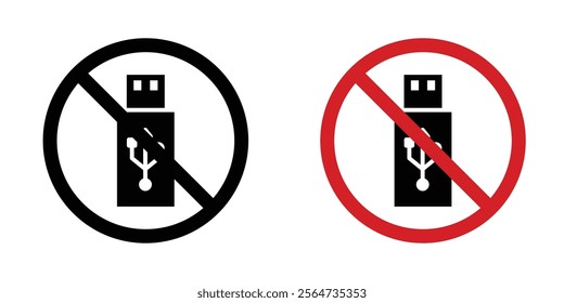 No USB flash drive sign vectors in flat syle