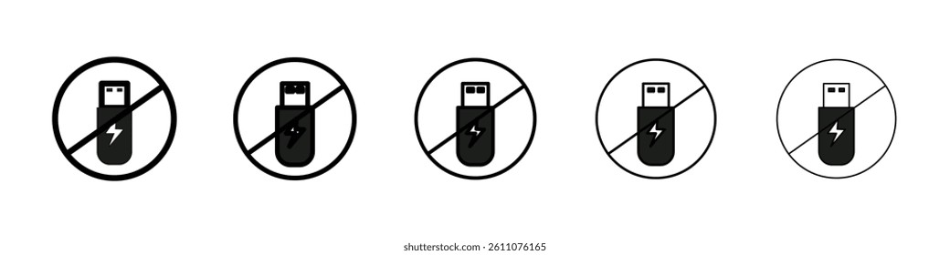 No USB flash drive sign Symbol mark in Outline style