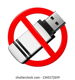 No USB pen drive sign isolated on white background