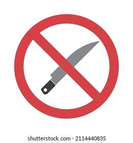 No use of knife. Stop sign and kitchen knife. Vector.