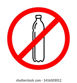 No use of plastic containers sign. Bright warning icon, restriction sign on a white background. Vector illustration of a collection of prohibition signs