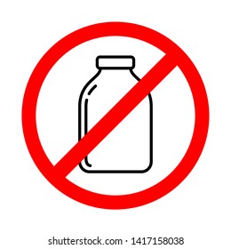 No use of plastic containers sign. Bright warning icon, restriction sign on a white background. Vector illustration of a collection of prohibition signs