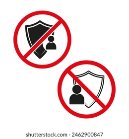 No user profile access. Vector privacy icons. Security warning set.