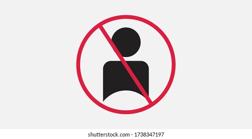 No user sign icon. Red prohibition sign. Filled vector icon. Stop symbol. Do not enter person icon.