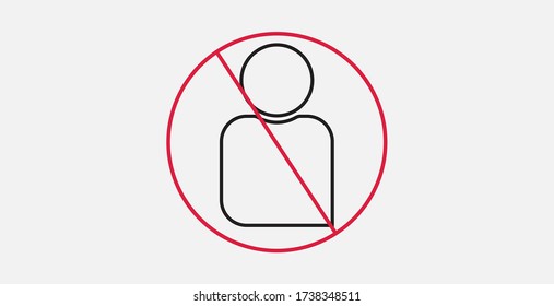 No user sign icon. Red prohibition sign. Outline vector icon. Stop symbol. Do not enter person icon.