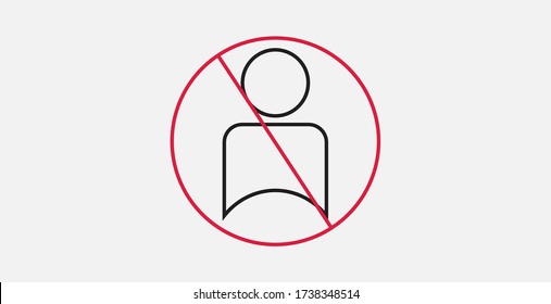 No user sign icon. Red prohibition sign. Outline vector icon. Stop symbol. Do not enter person icon.