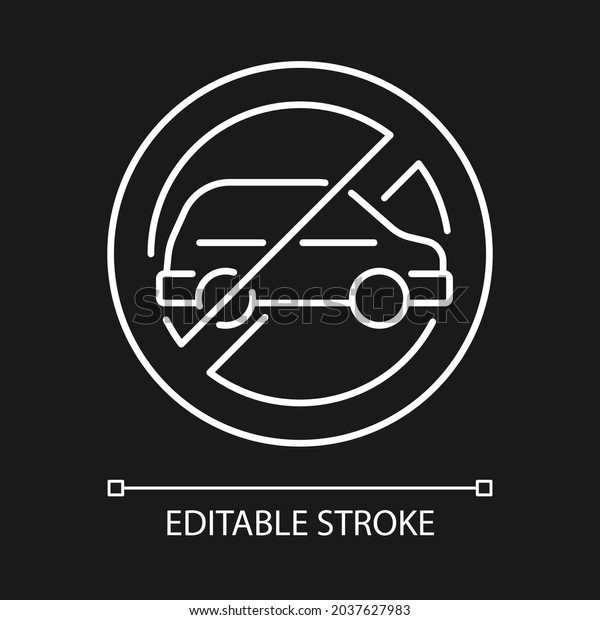 No using when driving white linear manual label\
icon for dark theme. Thin line customizable illustration. Isolated\
vector contour symbol for night mode for product use instructions.\
Editable stroke