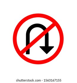 No u-turn icon,vector illustration. Flat design style. vector no u-turn icon illustration isolated on White background, no u-turn icon Eps10. no u-turn icons graphic design vector symbols.