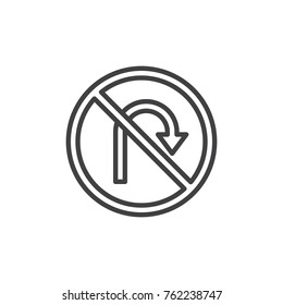 No Uturn Road Sign Line Icon Stock Vector (Royalty Free) 762238747 ...