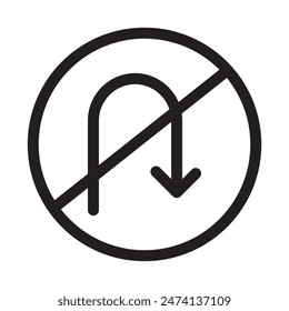No U-Turn Sign Icon Perfect for Traffic and Road Safety Designs