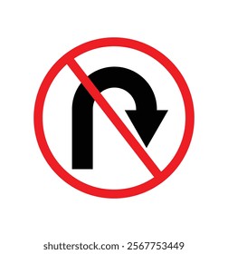 No U-turn and U turn Sign Vector icon. eps 10.