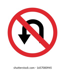 No U-turn Vector Design. Uturn Sign Symbol Vector Format.