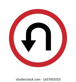 No U-turn Vector Design. Uturn Sign Symbol Vector Format.