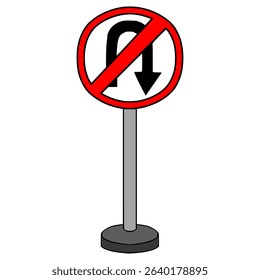 No U-turns illustration hand drawn isolated vector