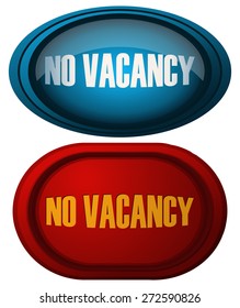 No Vacancy Glossy Red and Blue Signs, Vector Illustration. 