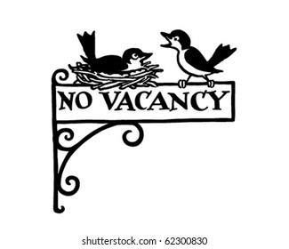 No Vacancy Sign - Retro Clipart Illustration