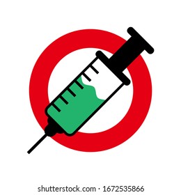 No Vaccine Sign Illustration, Stop Vaccine Tag, Label, Poster, Campaign Design Template Vector